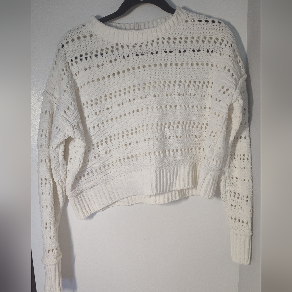 Women's White Knit Sweater Size M #480